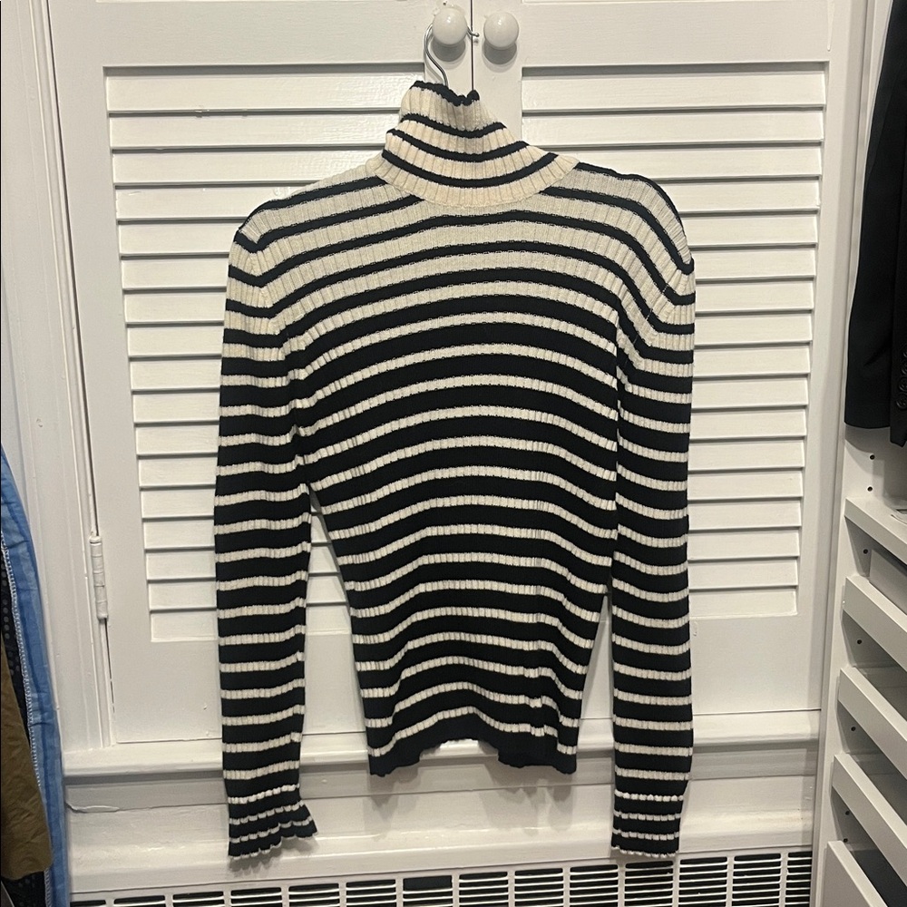 MSGM Black and White Striped Knit Sweater